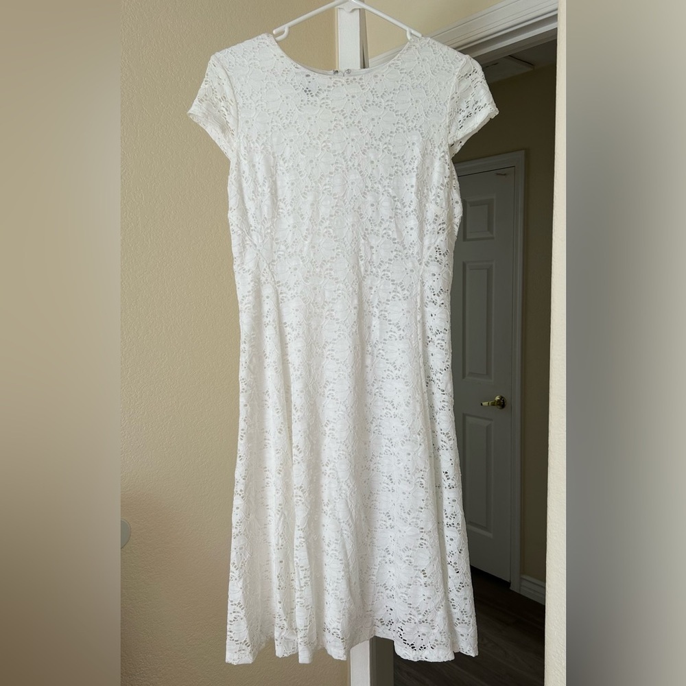 Alfani White Lace Dress, Size 6